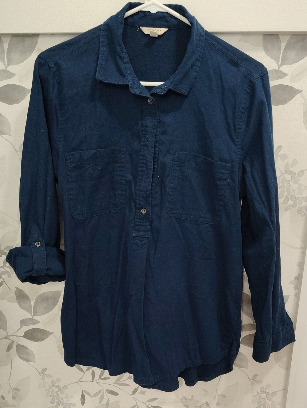 Sonoma Women's Dark Navy Button-Down Casual Shirt